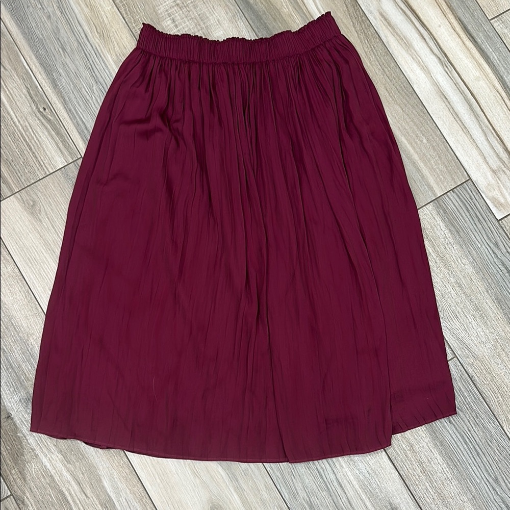 GAP Red Midi A-Line Skirt with Pleats